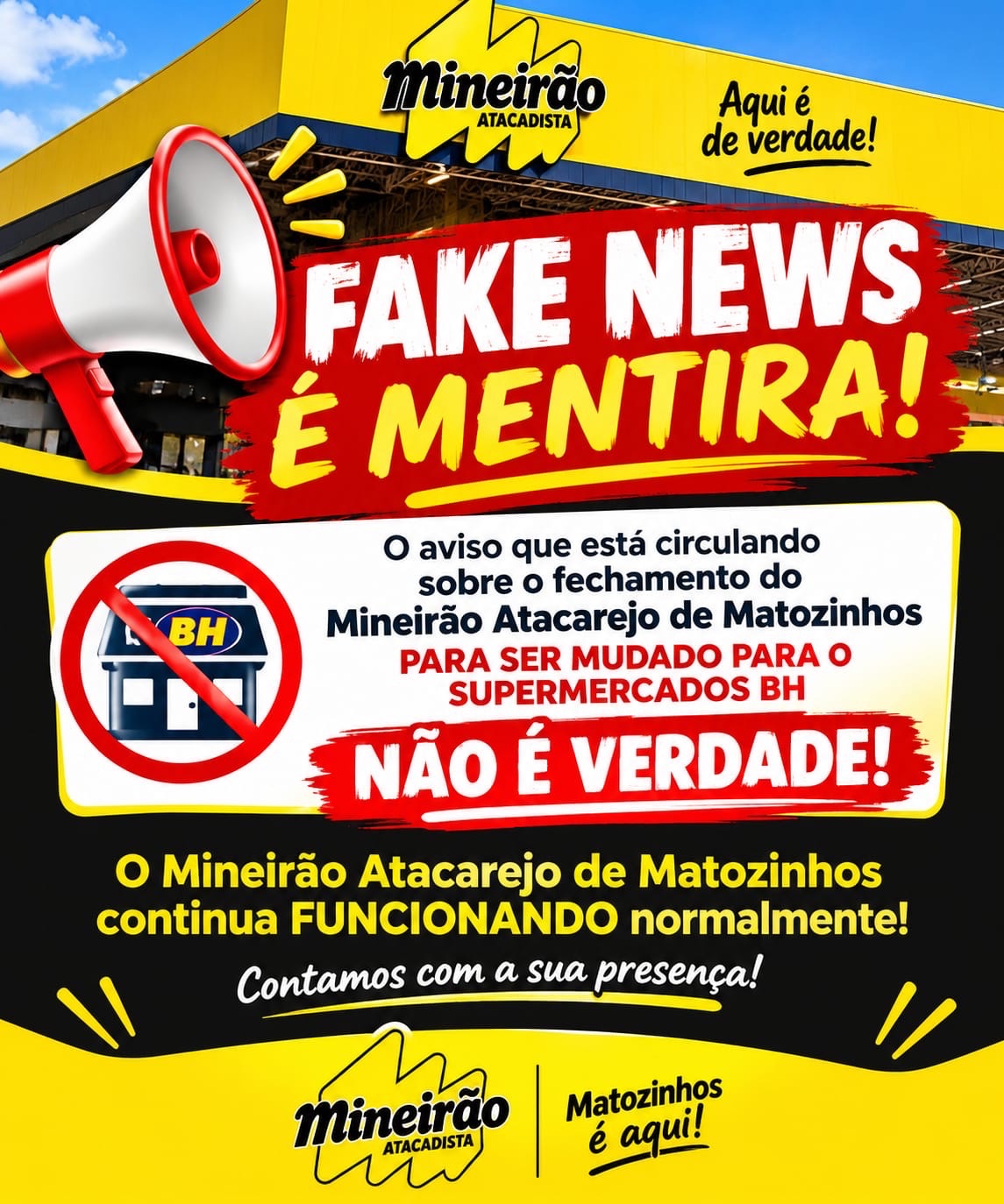 Mineirão Atacarejo de Matozinhos desmente boatos sobre fechamento da unidade