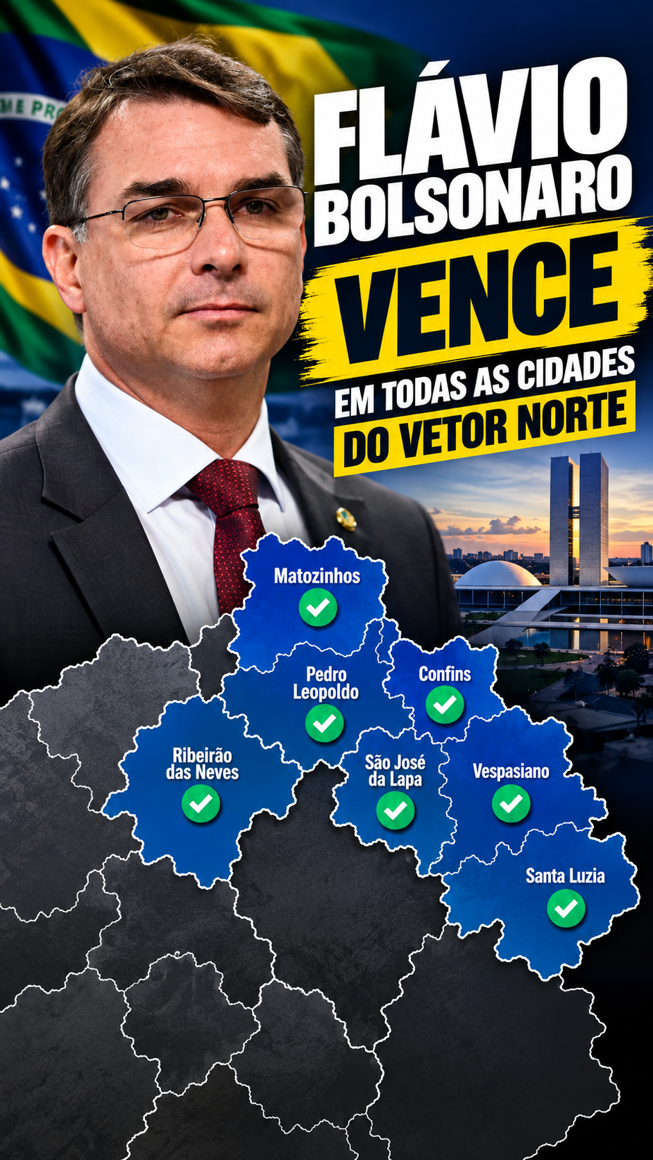 PL, Matozinhos, Lagoa Santa, Vespasiano, Sete Lagoas, etc… Flávio Bolsonaro vence em todas as cidades do Vetor Norte de Minas Gerais