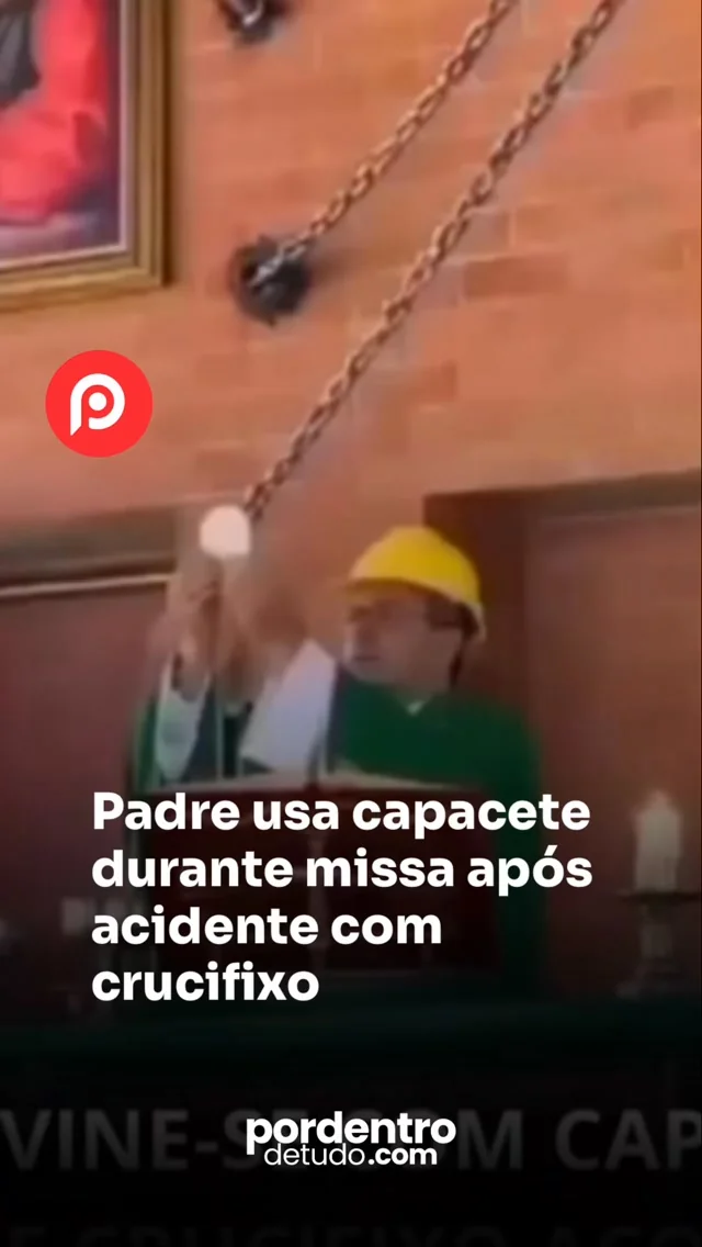 VÍDEO: Padre usa capacete durante missa após acidente com crucifixo
