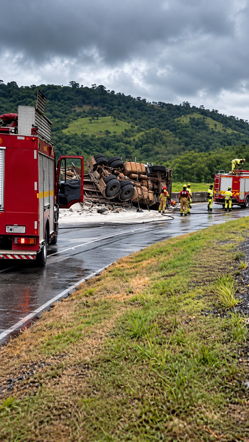 VÍDEO: Motorista morre após carreta carregada com cimento tombar em Pedro Leopoldo