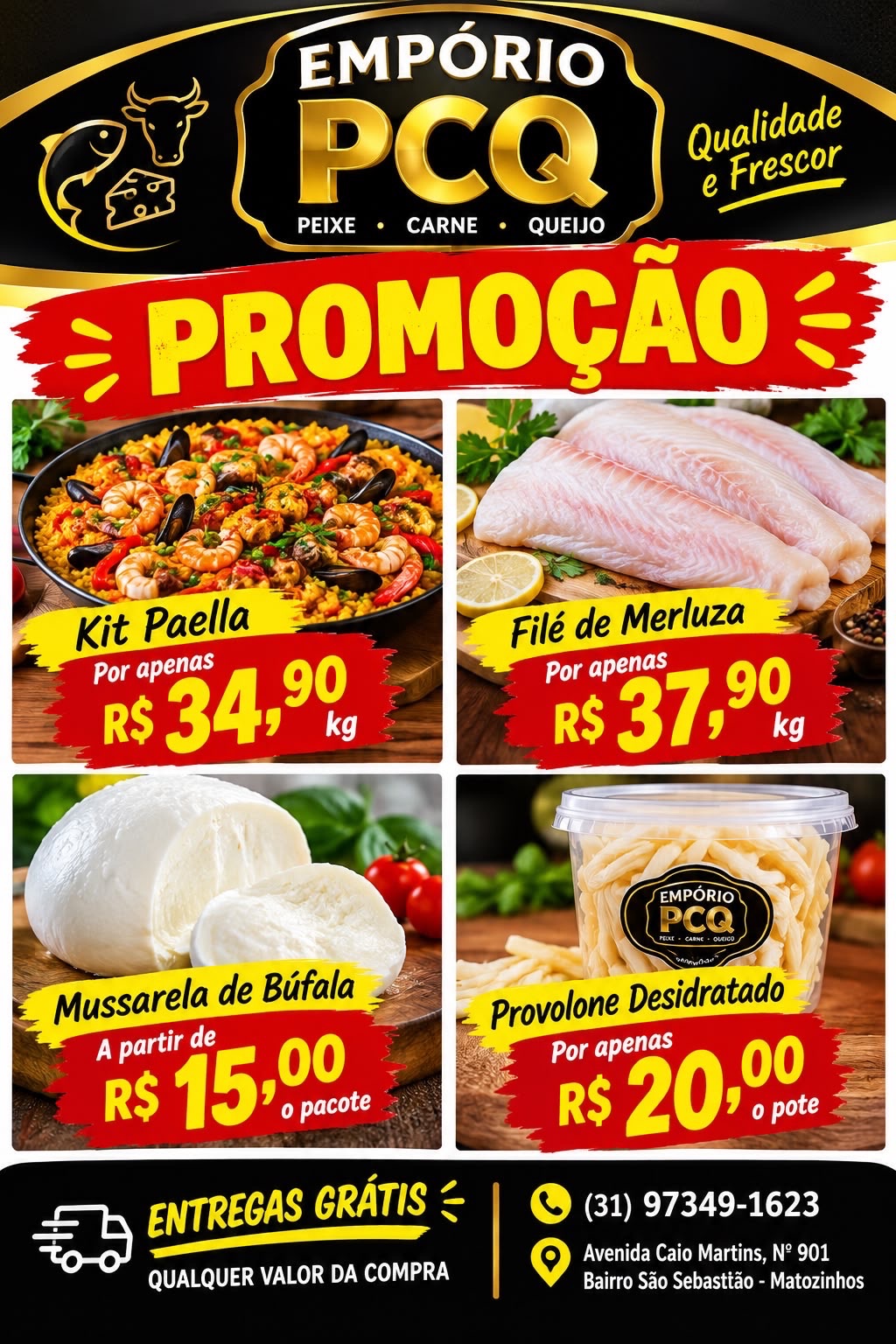 Empório PCQ anuncia promoções em peixes, carnes e queijos em Matozinhos