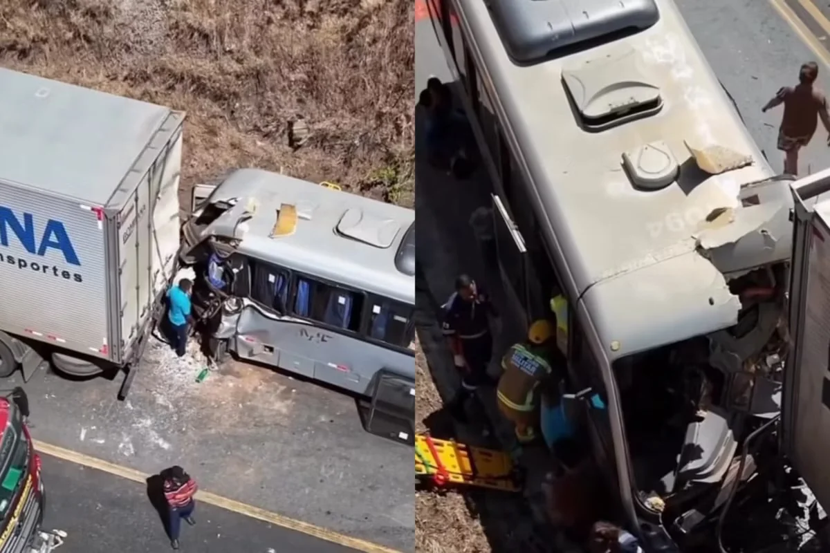 Duas pessoas ficam em estado grave após acidente com ônibus que transportava pacientes em MG
