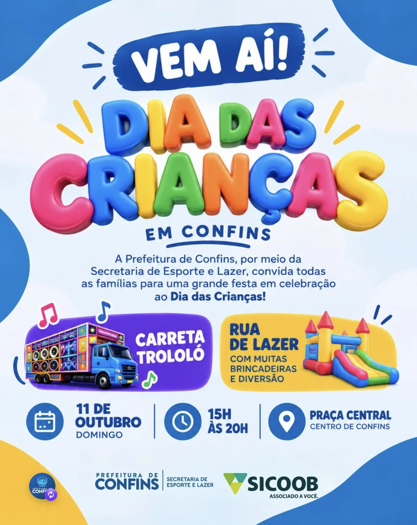 Confins terá festa gratuita de Dia das Crianças neste domingo