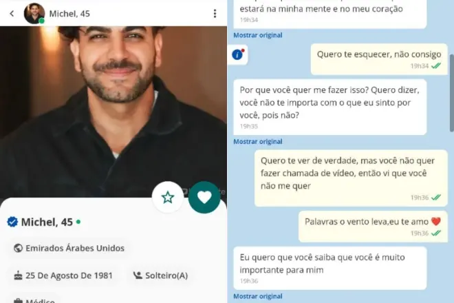 Mulher perde R$ 3 mil em golpe com perfil falso de ator em site de namoro