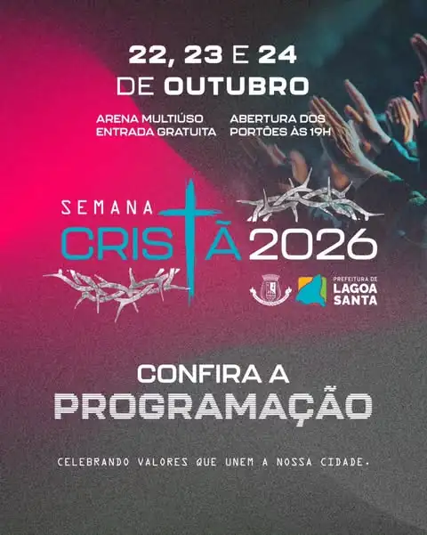 Lagoa Santa recebe Semana Cristã 2026 com shows gratuitos e caminhada neste fim de semana