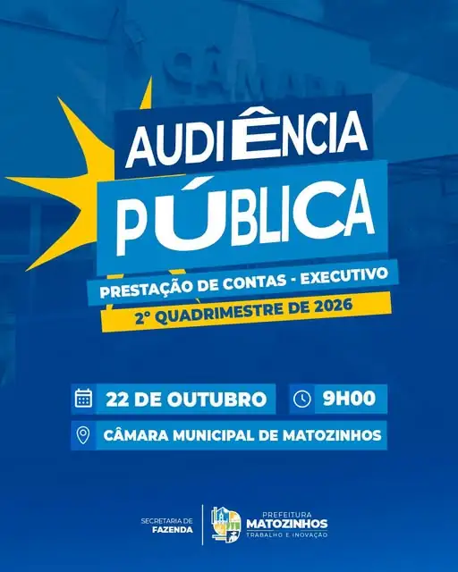 Matozinhos realiza audiência pública para apresentar contas do segundo quadrimestre de 2026