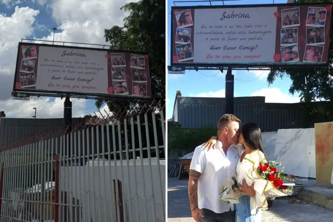 Empresário gasta R$ 5 mil em outdoor para pedir namorada em casamento em BH