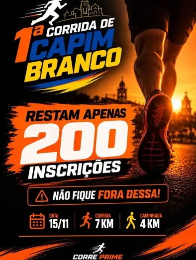 Capim Branco terá primeira corrida de rua com percurso de 7 km e caminhada de 4 km