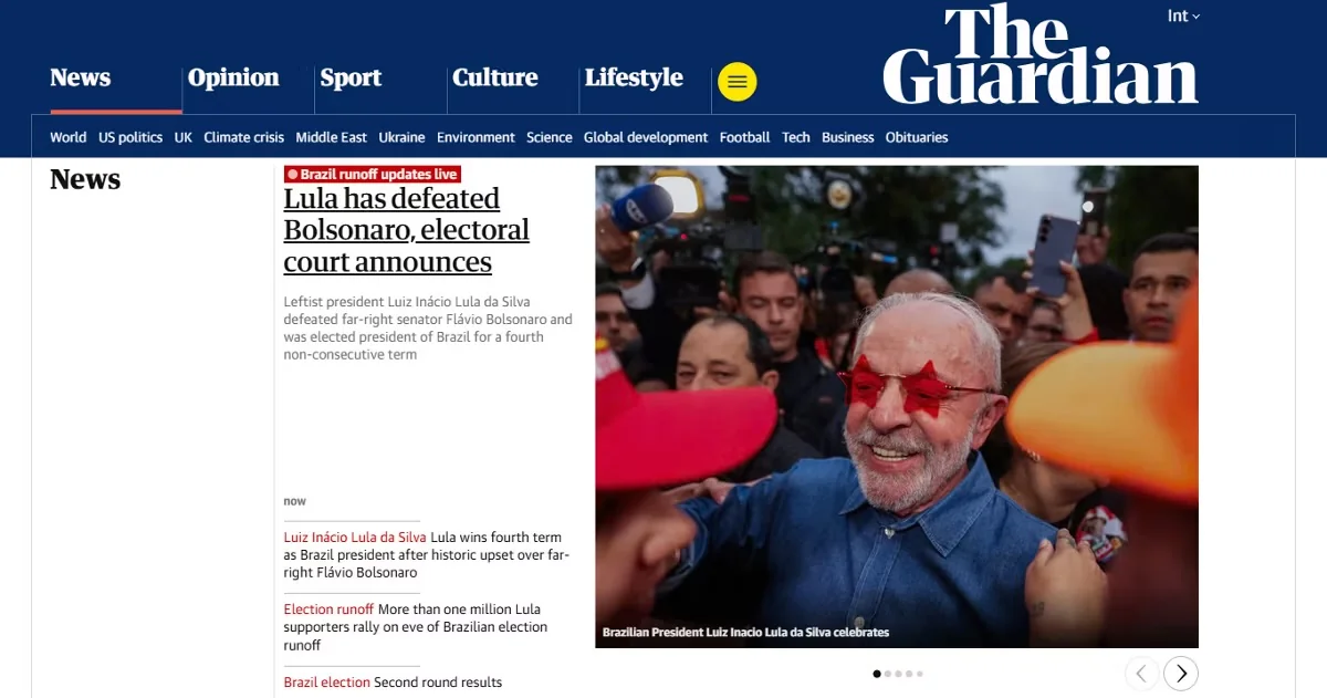 Imprensa internacional repercute reeleição de Lula e destaca disputa acirrada no Brasil