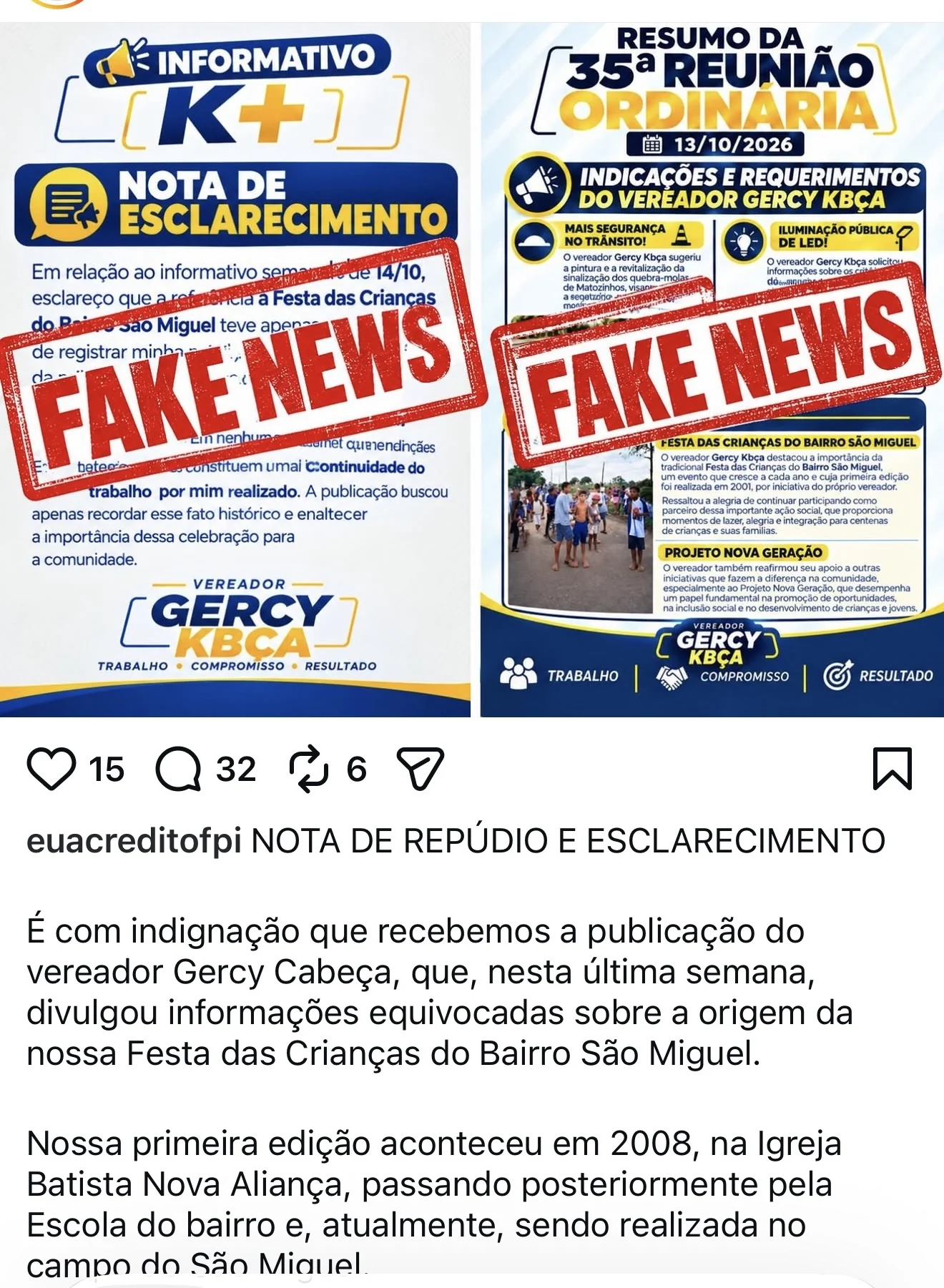 Grupo contesta informações sobre origem da Festa das Crianças do São Miguel, em Matozinhos, e vereador Gercy Cabeça explica sua versão