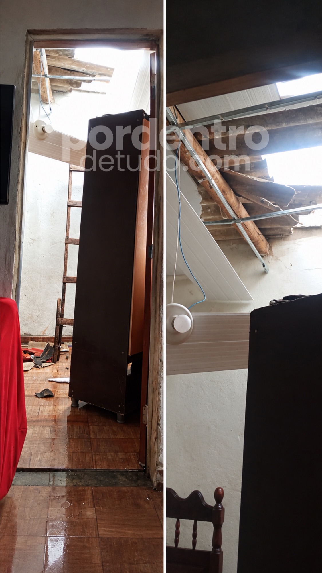 Casa é destelhada durante tempestade em Pedro Leopoldo