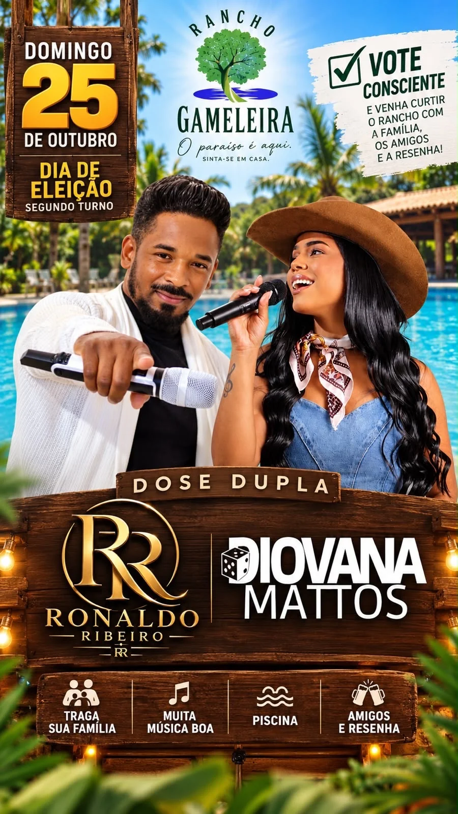 Domingo de eleição terá música ao vivo e lazer no Rancho Gameleira, em Matozinhos