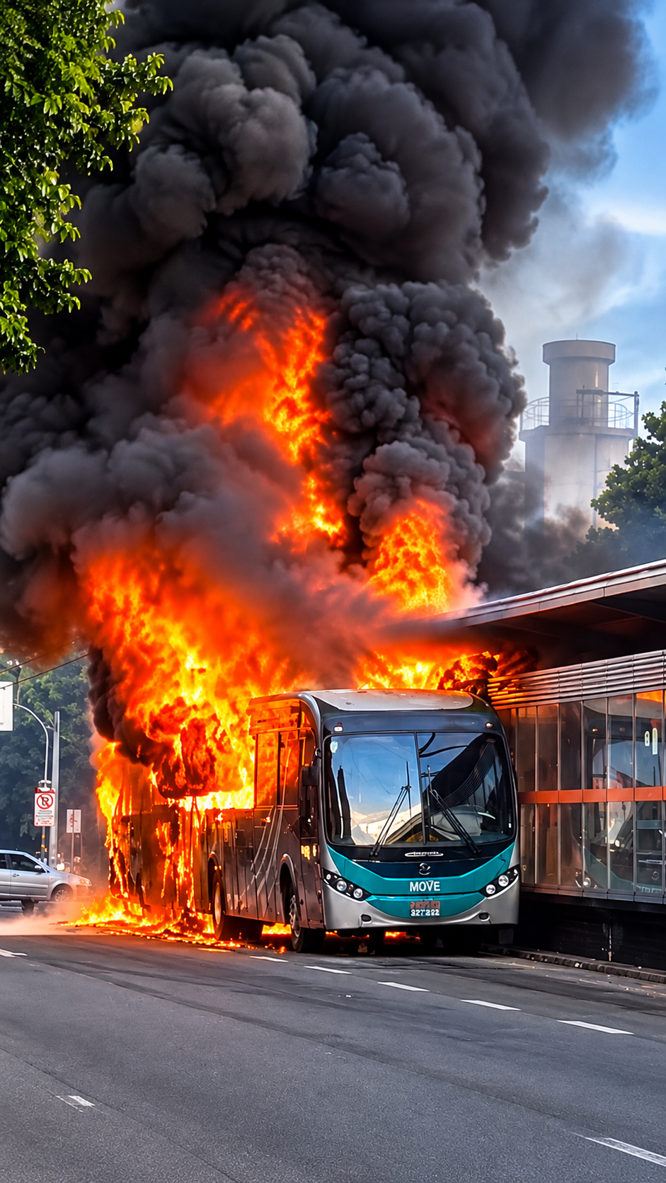 VÍDEO: Incêndio atinge ônibus do MOVE no Centro de Belo Horizonte