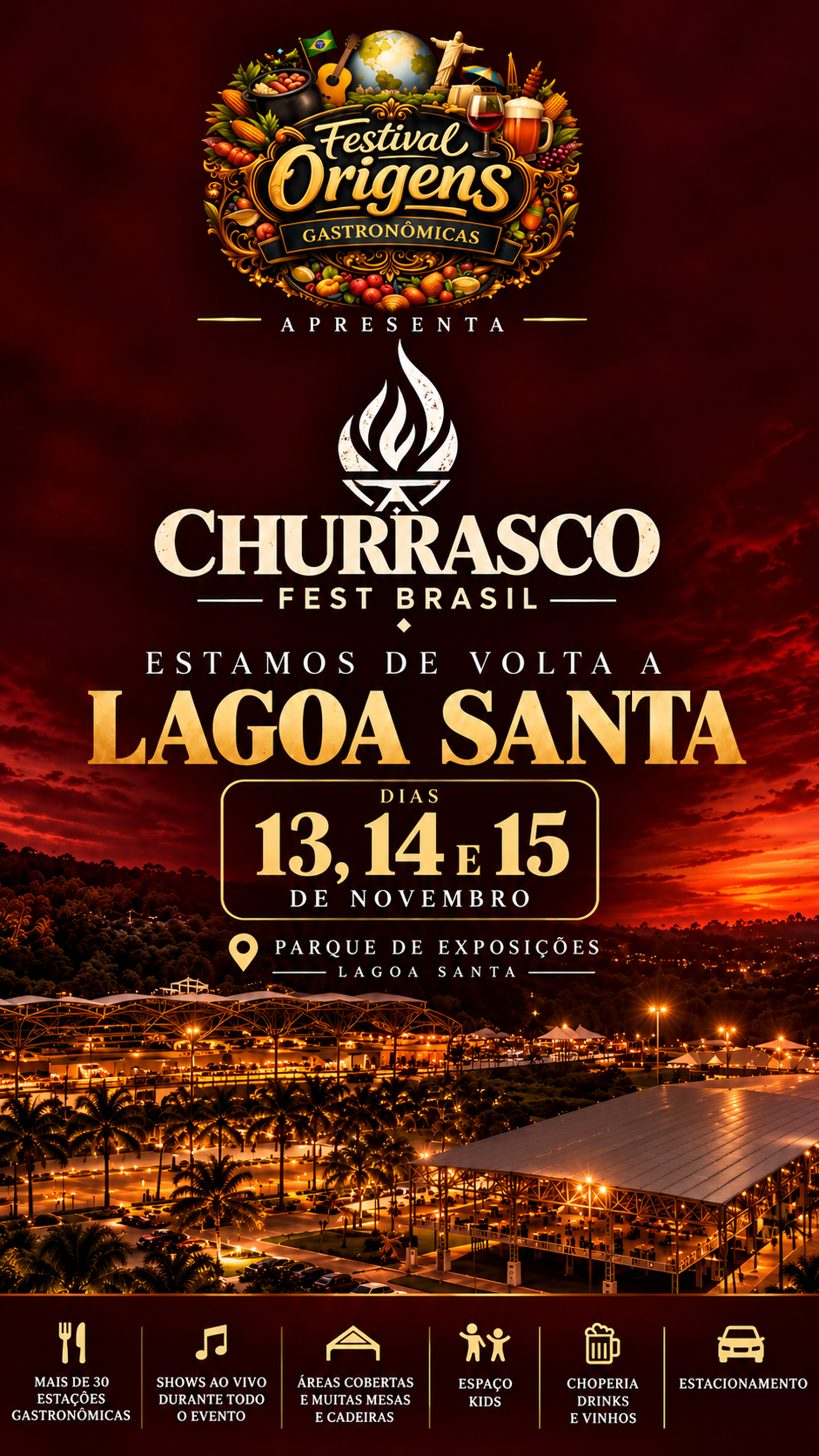 Festival de churrasco retorna a Lagoa Santa com três dias de gastronomia e shows