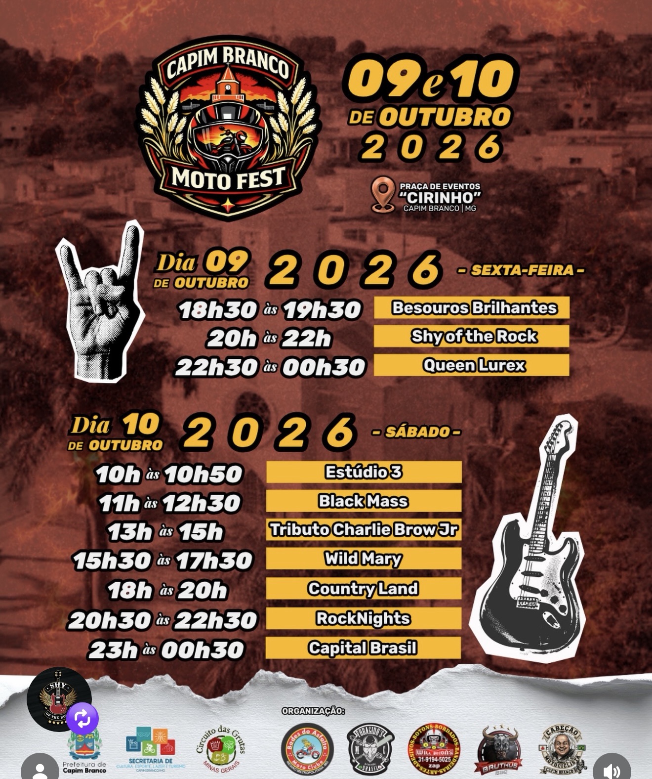 Capim Branco recebe 1º Moto Fest com dois dias de shows e atrações de rock