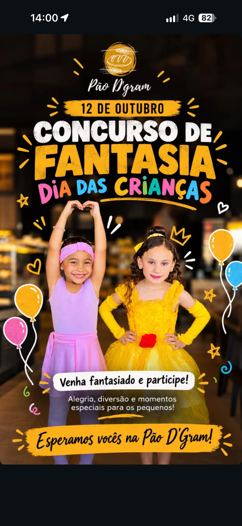 Pão D’Gram terá desfile de fantasias e atrações especiais no Dia das Crianças