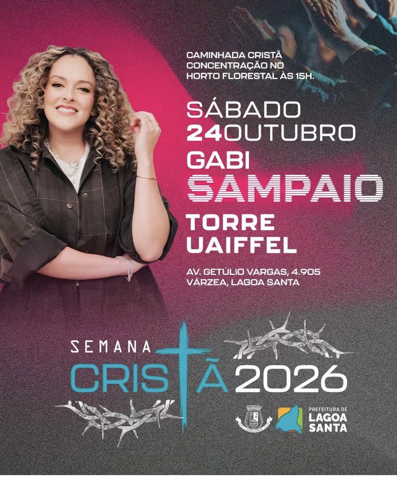 Semana Cristã 2026 terá Rita Benneditto, Nivea Soares e Gabi Sampaio em Lagoa Santa