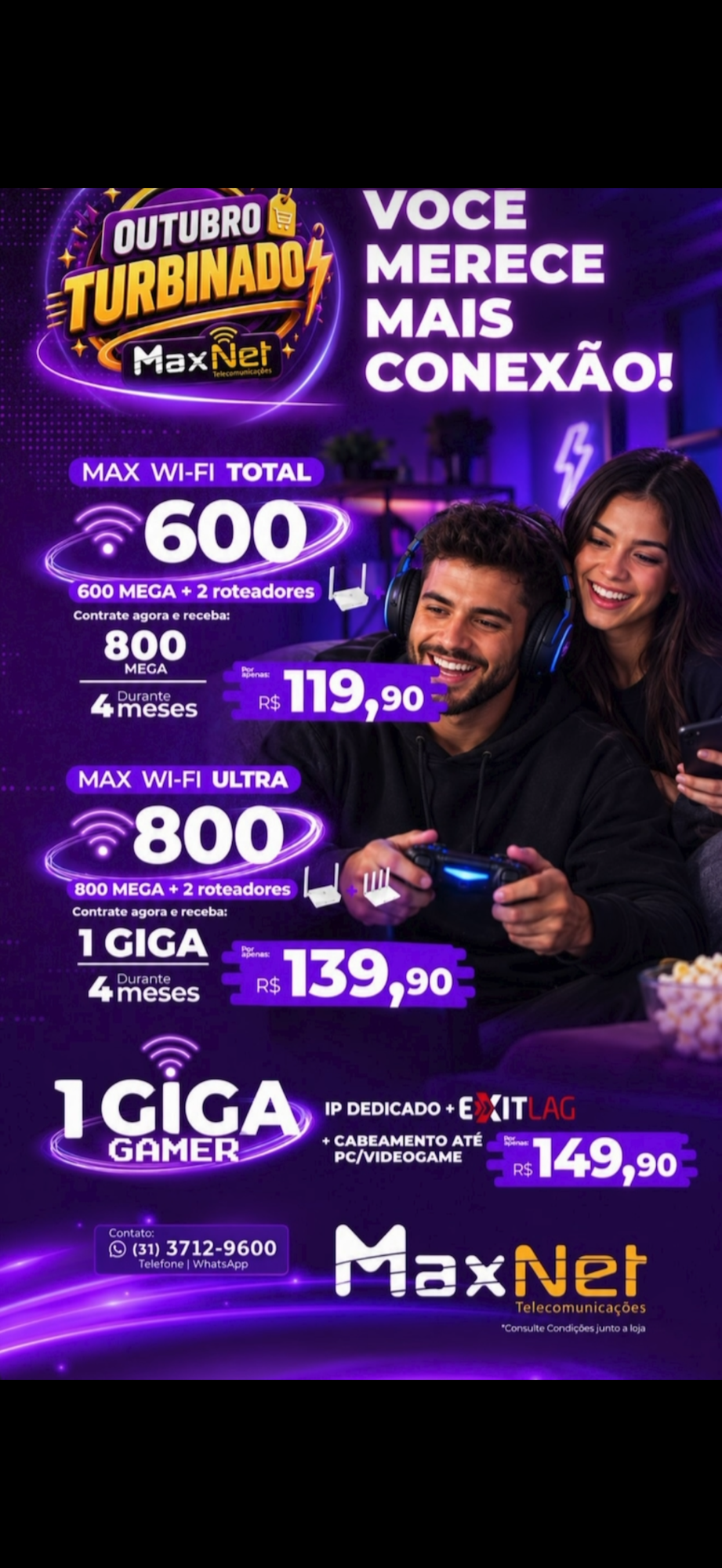 MaxNet lança campanha Outubro Turbinado com planos de internet de até 1 giga